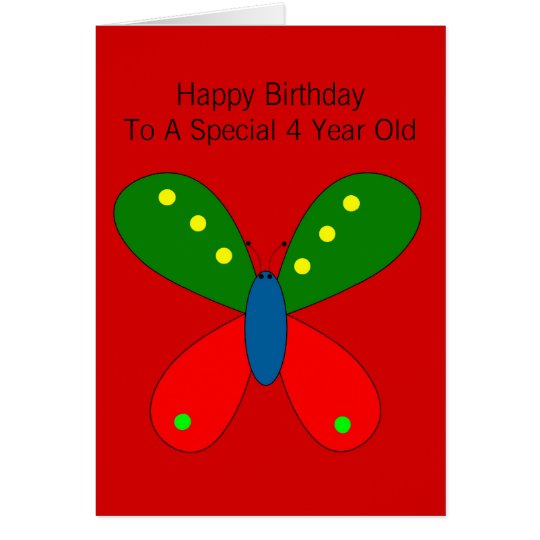 Tarjeta 4to cumpleaños de la mariposa