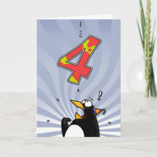 Tarjeta 4to cumpleaños - sorpresa del pingüino