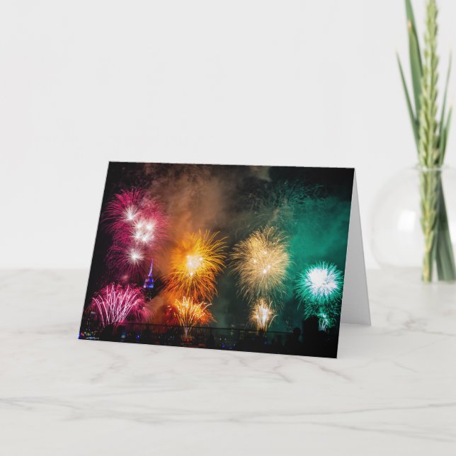 Tarjeta 4to de los fuegos artificiales de julio en NYC (Anverso)