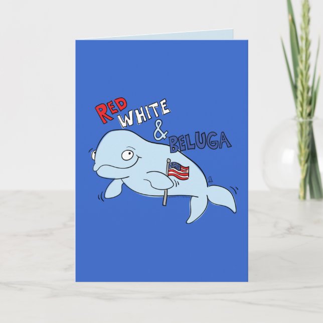 Tarjeta 4to divertido rojo del blanco y de la beluga de la (Anverso)