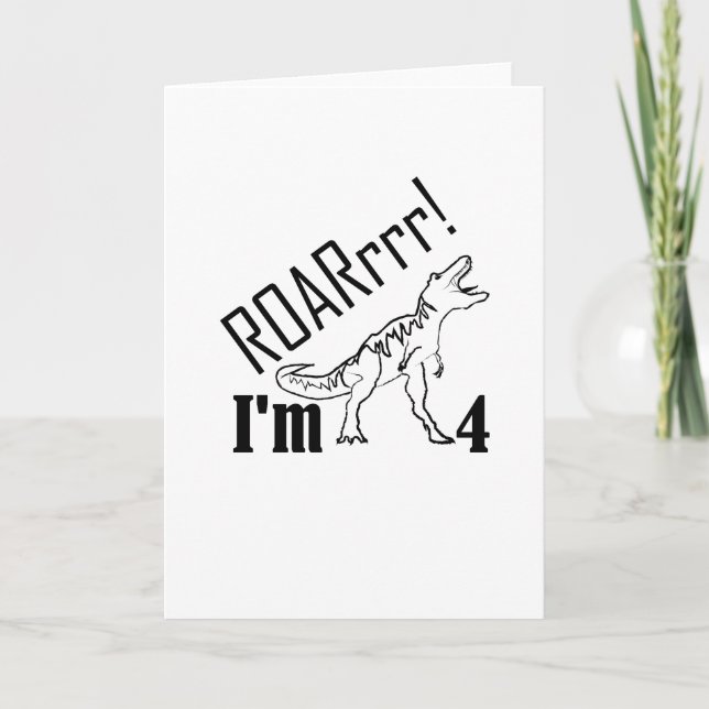 Tarjeta 4to El cumpleaños embroma el regalo del dinosaurio (Anverso)