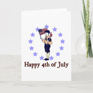 Tarjeta 4to feliz del arte del vintage de julio