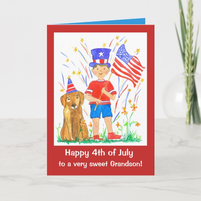 Tarjeta 4to feliz del personalizado del nieto de julio (Anverso)
