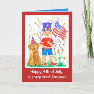 Tarjeta 4to feliz del personalizado del nieto de julio