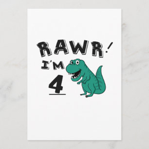 Tarjeta 4to Regalo del dinosaurio del cumpleaños para los