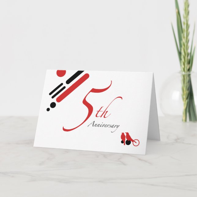 Tarjeta 5º Aniversario (mod pájaros) (Anverso)