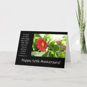 Tarjeta 50º Aniversario, floral, versículo bíblico sobre e