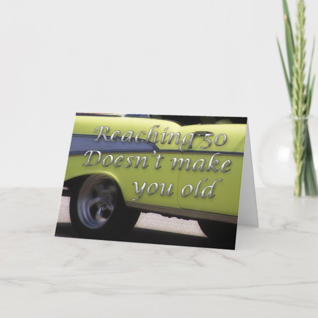 Tarjeta 50º cumpleaños del coche clásico (Anverso)