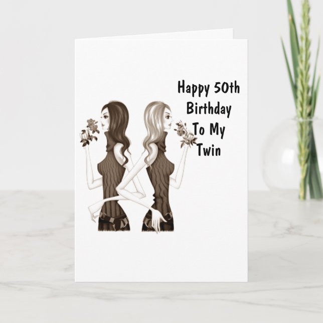 TARJETA **50º* CUMPLEAÑOS DESEOS A MI **HERMANA DE TWIN*** (Anverso)