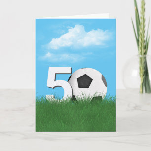 Tarjeta 50.ª Bola De Fútbol De Cumpleaños En Grasa Verde