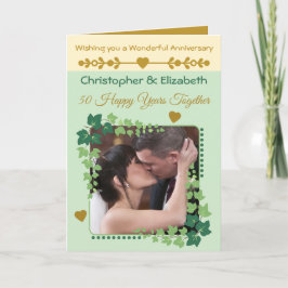 Tarjeta 50.º Aniversario de Oro foto oro verde
