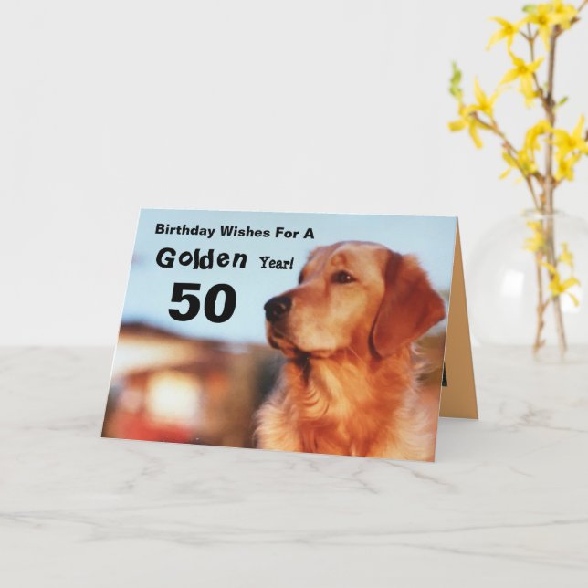 Tarjeta 50.º Aniversario Dorado (flor amarilla)