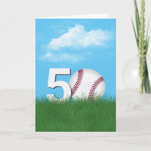 Tarjeta 50.º Béisbol De Cumpleaños En Grasa Verde