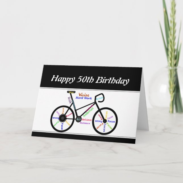 Tarjeta 50.º Ciclismo de bicicleta motivacional (Anverso)