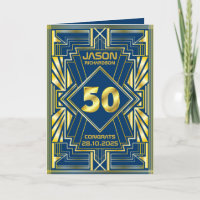 50.º cumpleaños Art Deco Oro Azul Gran Gatsby