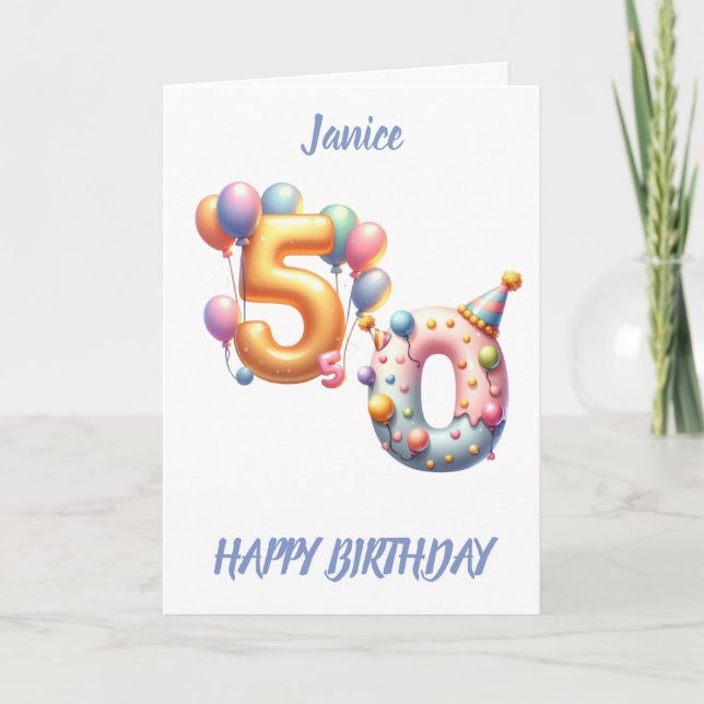 TARJETA 50.º CUMPLEAÑOS FELIZ CUMPLEAÑOS (Anverso)
