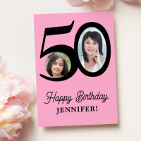 50.º cumpleaños foto negra rosa personalizada