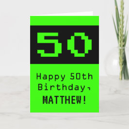 Tarjeta 50.º cumpleaños: Nerdy / Geeky Style "50" y nombre
