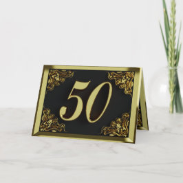 Tarjeta 50.º cumpleaños o aniversario del oro y negro