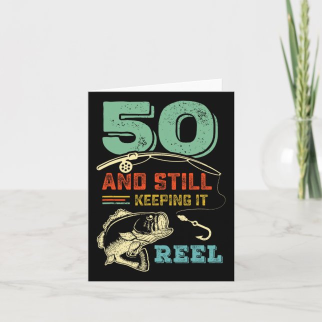 Tarjeta 50.º cumpleaños pescando 50 hombres pescadores Pu (Anverso)