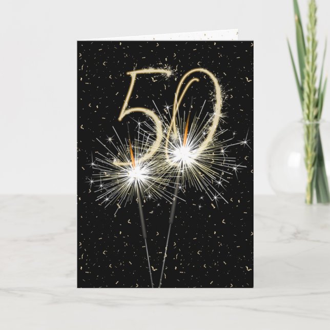 Tarjeta 50.º cumpleaños Sparkler (Anverso)