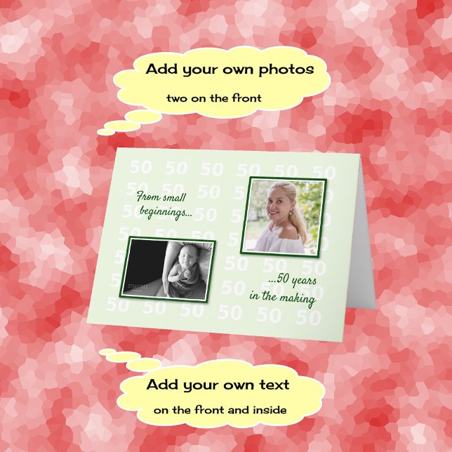 Tarjeta 50.º cumpleaños tus fotos y texto (Subido por el creador)