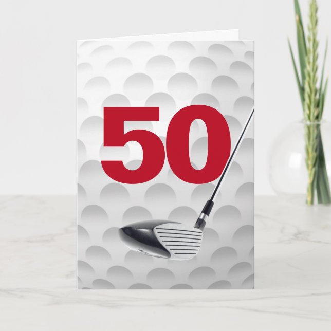 Tarjeta 50.º diseño de la pelota de golf de cumpleaños (Anverso)