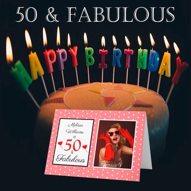 Tarjeta 50.º nombre de cumpleaños Foto 50 y magnífico blan (Subido por el creador)