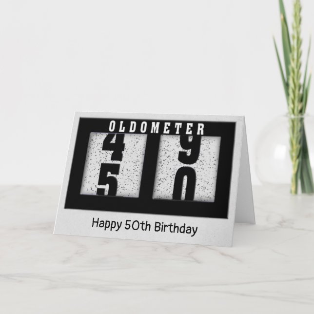 Tarjeta 50.º Odómetro Negro de cumpleaños (Anverso)