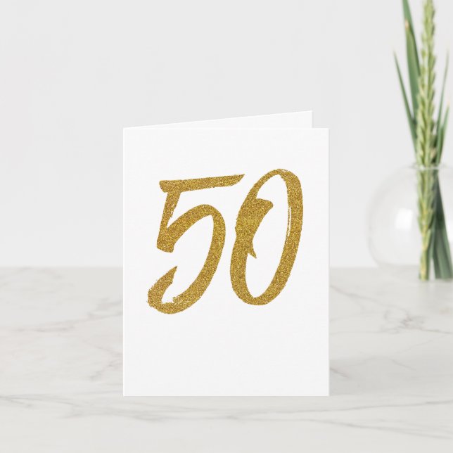 Tarjeta 50.º saludo personalizado de oro de cumpleaños (Anverso)