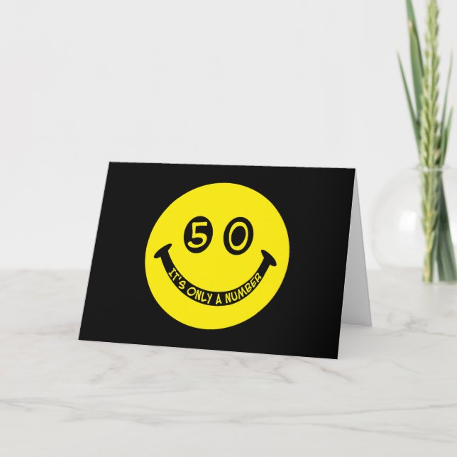 Tarjeta ¡50.a cara del cumpleaños, es solamente un número! (Anverso)