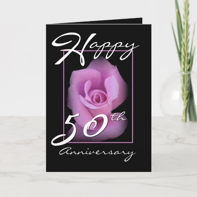 Tarjeta 50° Aniversario Boda Felicidades Rosa (Anverso)