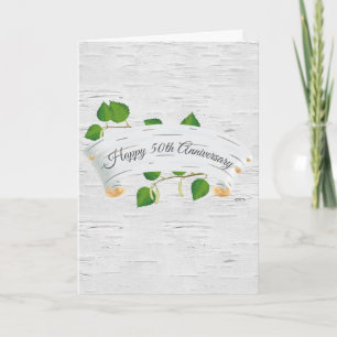 Tarjeta 50° Aniversario De Birch Tree Scroll