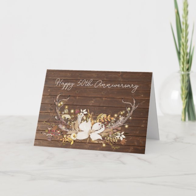 Tarjeta 50° Aniversario de Deer Antler Bouquet (Anverso)
