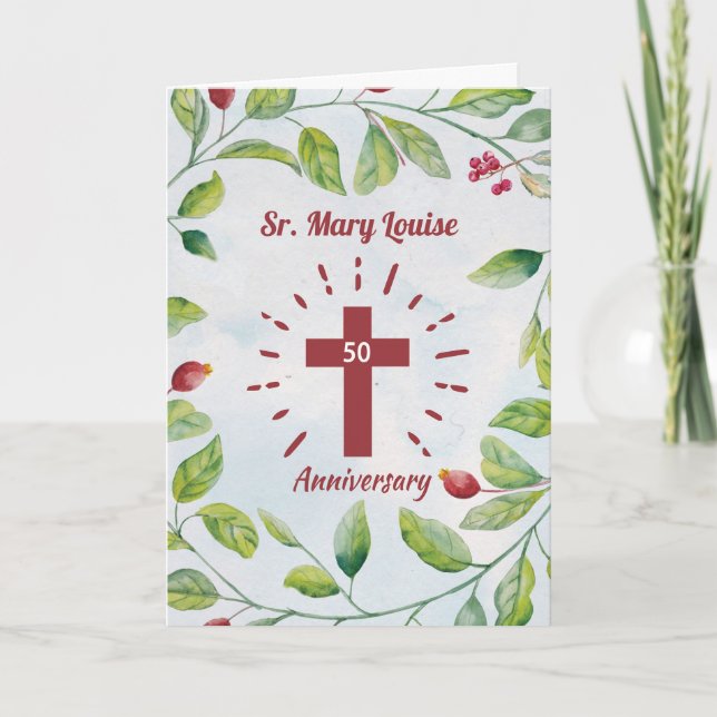 Tarjeta 50° Aniversario de la Cruz de las Armonías en Wrea (Anverso)