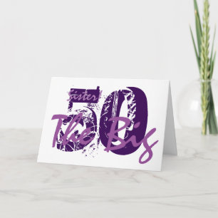Tarjeta 50 Aniversario de la hermana, texto morado sobre b