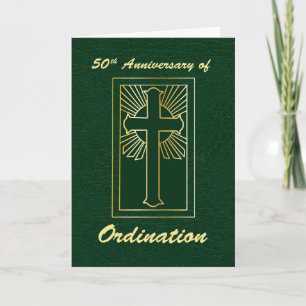 Tarjeta 50° aniversario de la Ordenación El cuero verde