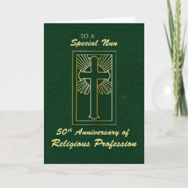 Tarjeta 50° Aniversario de la Profesión Religiosa Verde