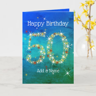 Tarjeta 50 Aniversario - Estrella Números - Verde Azul - E