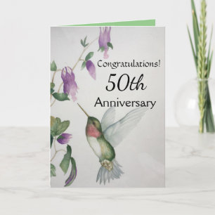 Tarjeta 50 Aniversario Felicitaciones Hummingbird
