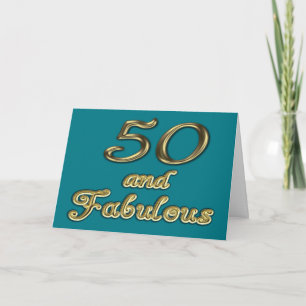 Tarjeta 50 años y fabulosa tipografía de oro de cumpleaños