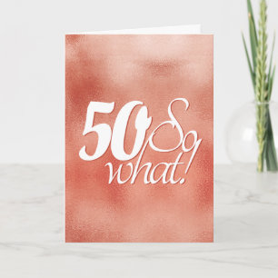 Tarjeta 50 así que ¿Qué Rosa de escritura de oro Metalizad