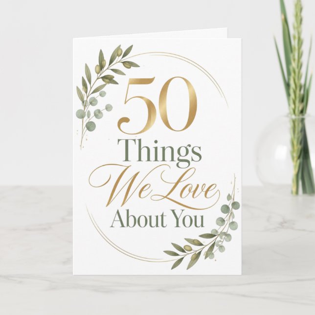 Tarjeta 50 cosas que amamos de ti esposa (Anverso)