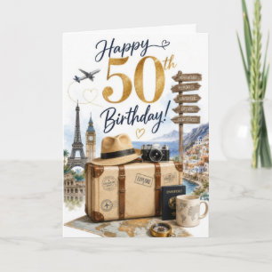 Tarjeta 50 cumpleaños de viaje