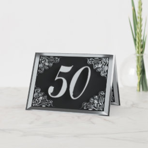 Tarjeta 50 cumpleaños o aniversario Regal Silver negro