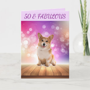 Tarjeta 50 & FABULOSO Cumpleaños de Corgi lindo