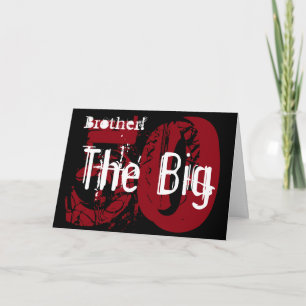 Tarjeta 50.o Cumpleaños, hermano, blanco, negro, rojo