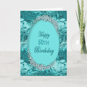 Tarjeta 50.o CUMPLEAÑOS - HIELO AZUL - SALUDO -