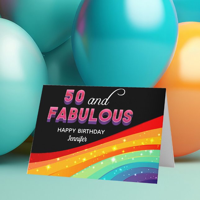 Tarjeta 50 y fabulosa Moda Personalizado arcoiris 50 cumpl (Subido por el creador)