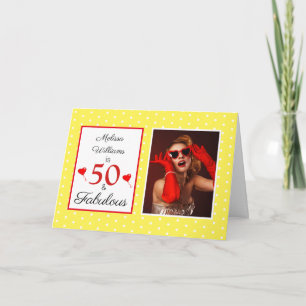 Tarjeta 50 y fabuloso 50 cumpleaños foto Punto blanco amar